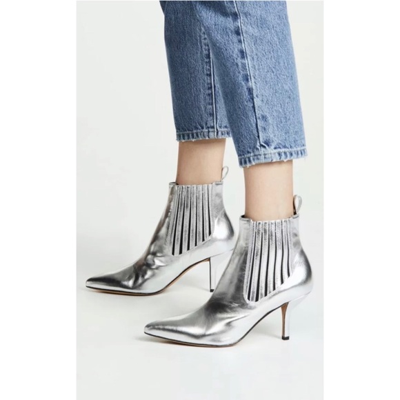 DVF | Mollo Metallic Leather Boots in Silver - Picture 1 of 6